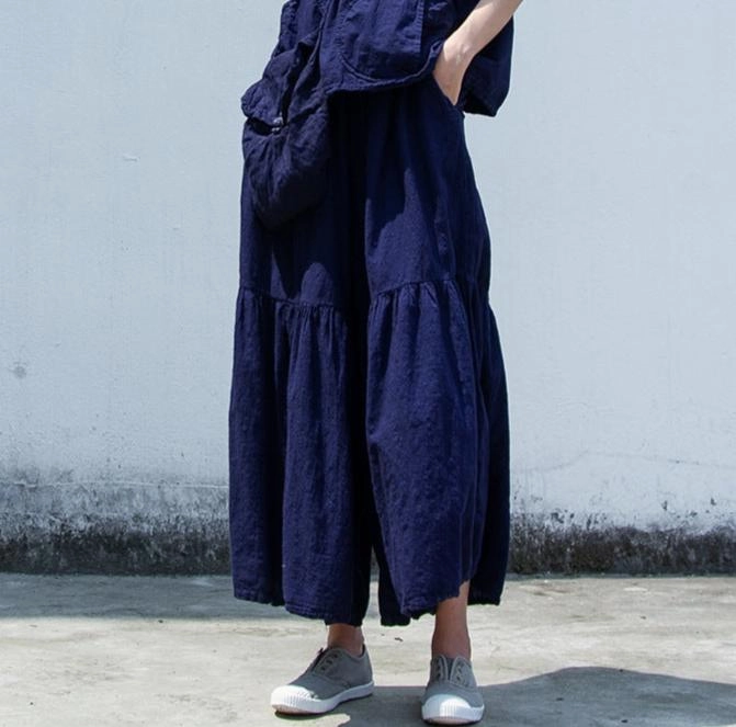 Shrink Free Smooth Feel Women Loose Ruffled Wide- Leg Cropped Pants