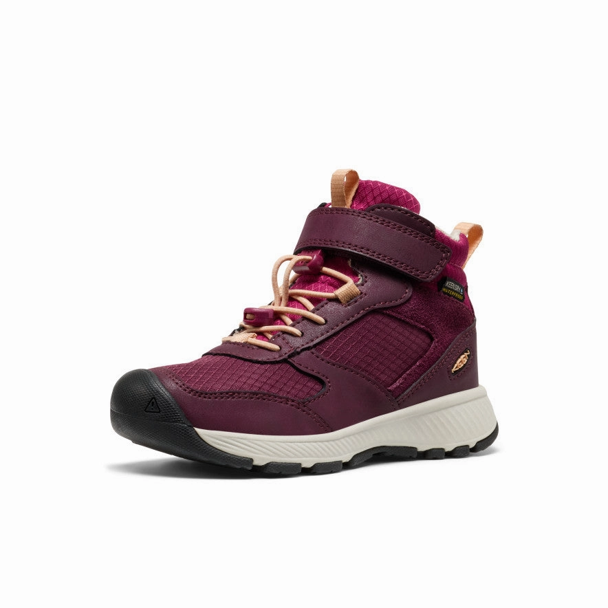 Little Kids' Skua Waterproof Boot  |  Fig/Peach Fuzz Low Profile Winter Walker Cushioned Step Functional Minimalist