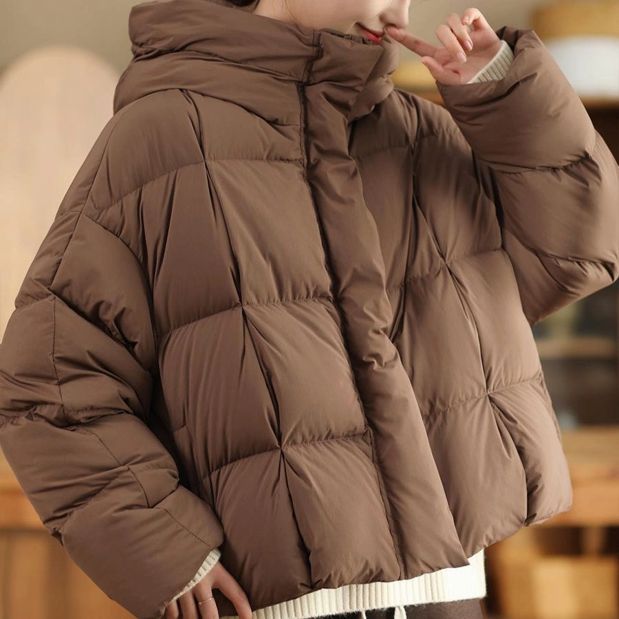 Babakud Women Winter Plain Hooded Warm Thick Puffer Short Jacket Abrasion Resistant Finish Durable Outer Layer