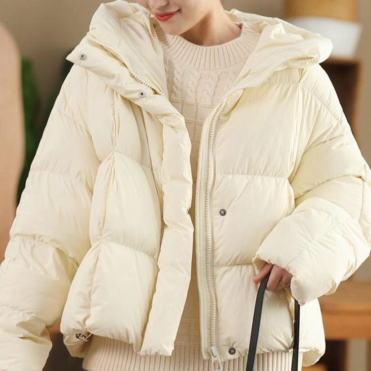 Babakud Women Winter Plain Hooded Warm Thick Puffer Short Jacket Quick Dry Fabric Technology Recycled Material Construction