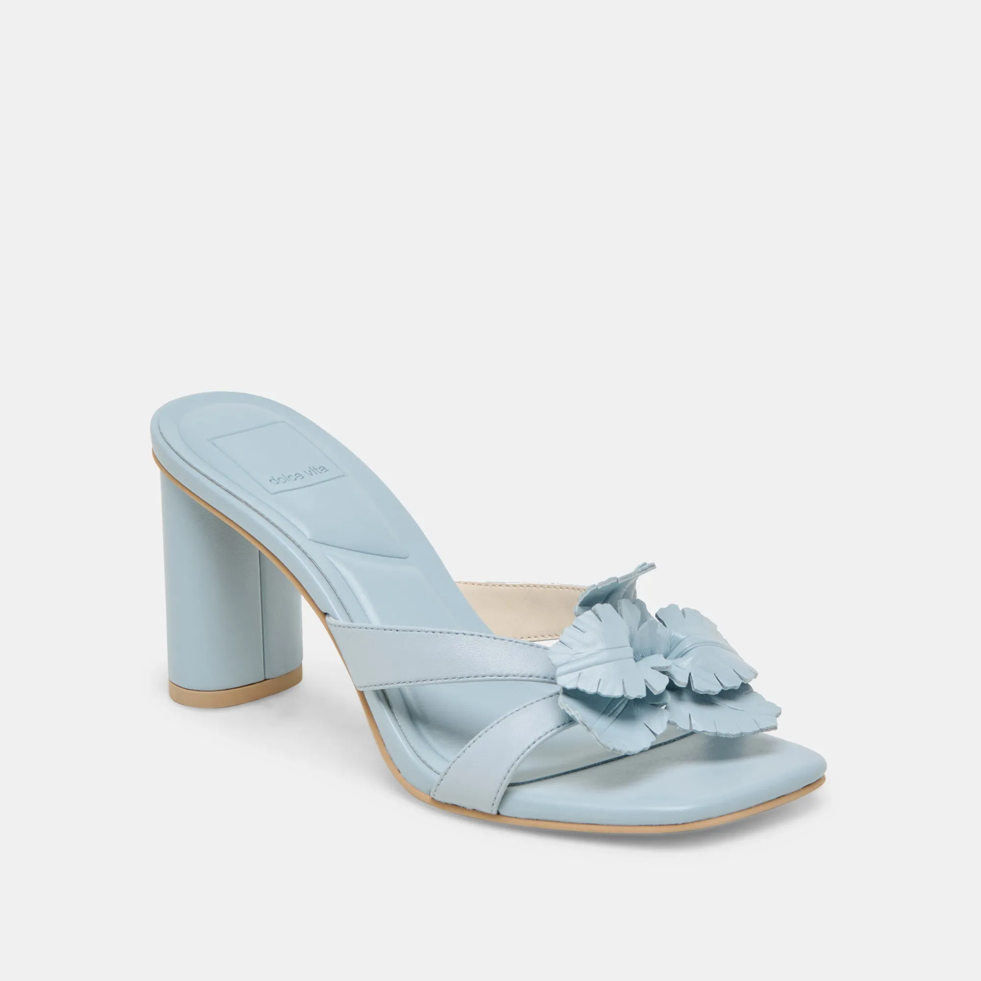 NIKIL HEELS LIGHT BLUE LEATHER cushioned collar