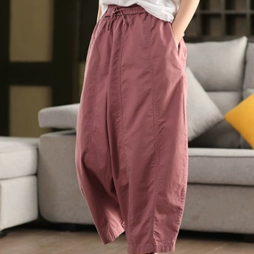 Trusted quality Soft Touch Women Spring Retro Cotton Solid Color Casual Harem Pants