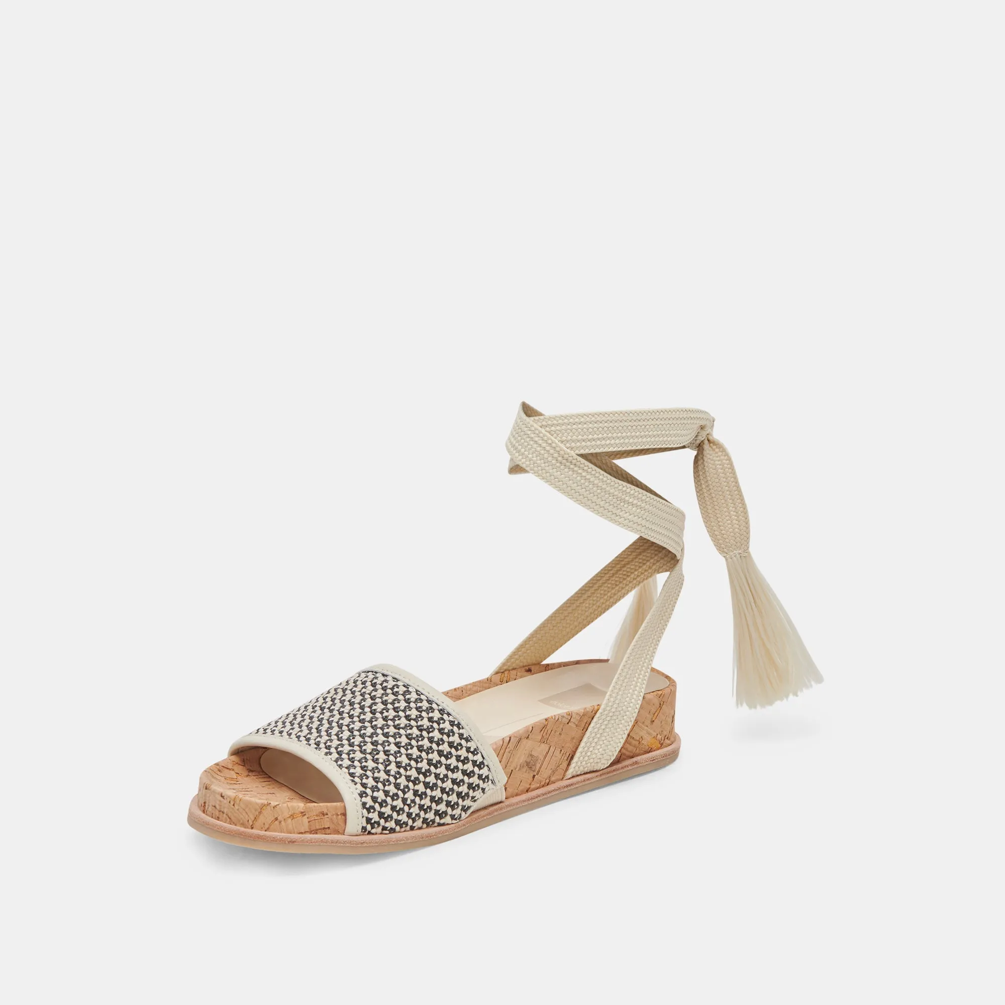 Fashion-forward materials SALACY SANDALS BLACK NATURAL RAFFIA