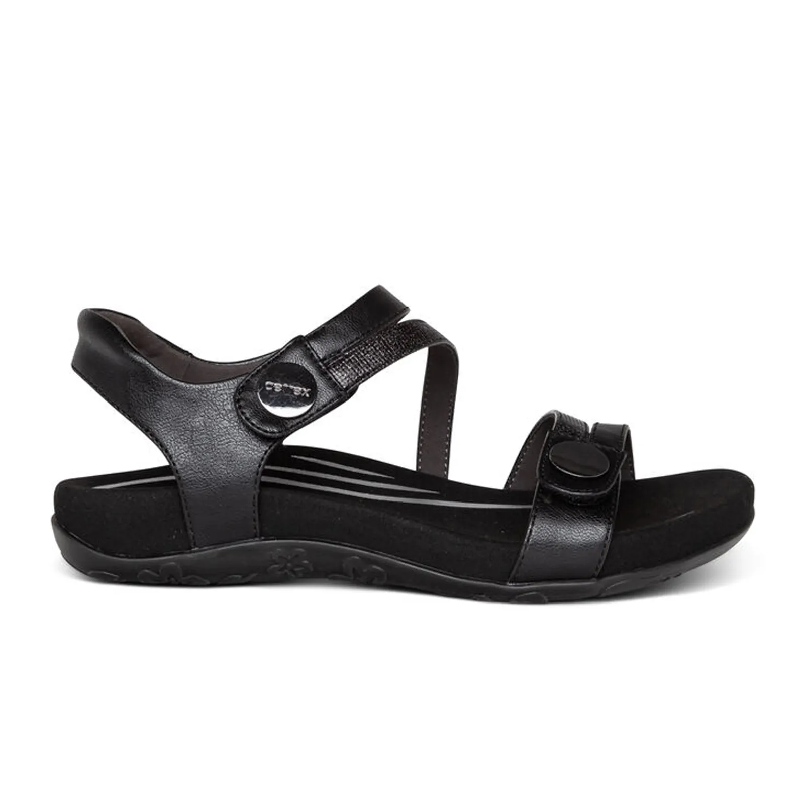 Comfortable Walk Water Repellent Aetrex Jess Backstrap Sandal (Women) - Black