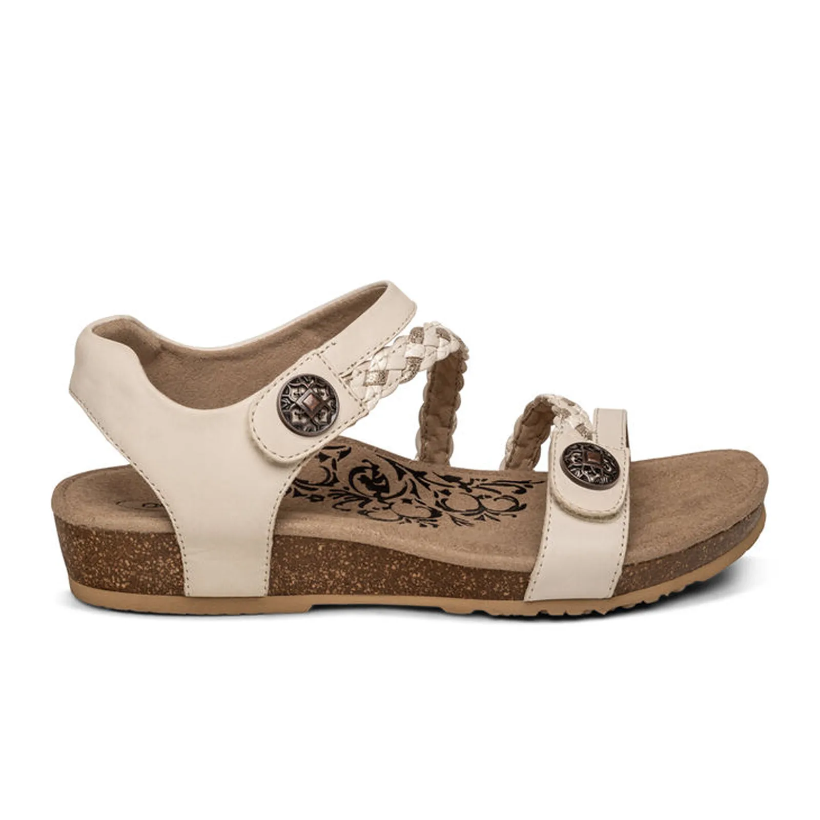 Aetrex Jillian Braided Backstrap Sandal (Women) - Ivory Simple Relax Sandal Ventilated Design