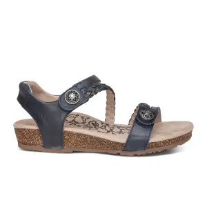 Aetrex Jillian Braided Backstrap Sandal (Women) - Navy Easy Beach Wear