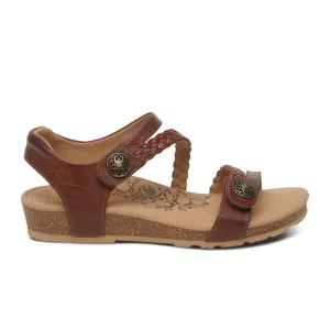 Aetrex Jillian Braided Backstrap Sandal (Women) - Walnut Slip-On Footwear
