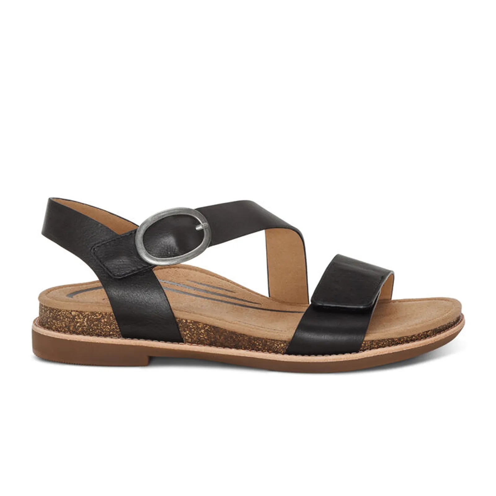 Aetrex Tamara Backstrap Sandal (Women) - Black Relaxed Outdoor