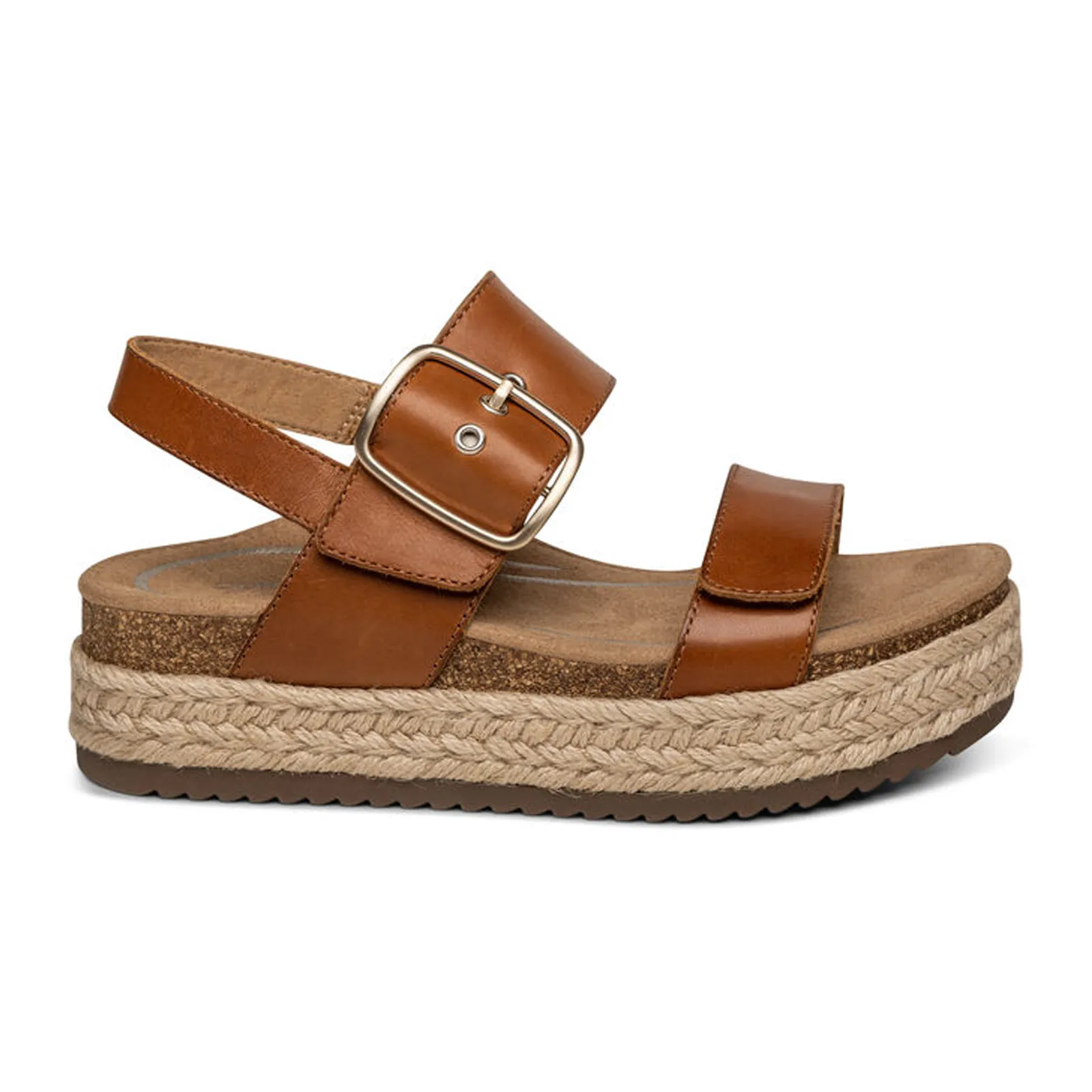 Aetrex Vania Platform Sandal (Women) - Cognac Comfortable Build Active Lifestyle