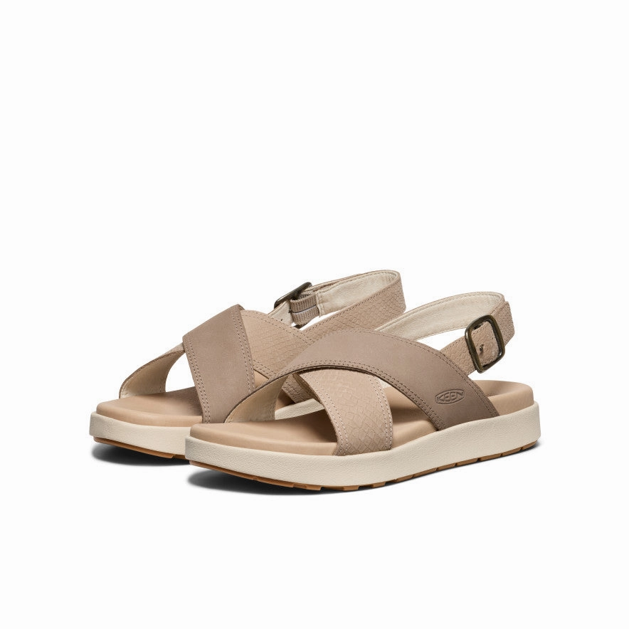 Leisure Vibe Women's Elle Luxe Cross Strap Sandal  |  Plaza Taupe/Brindle