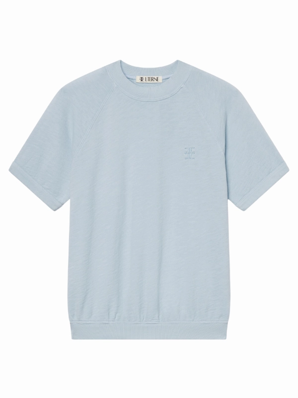 Adaptive Waistband Short Sleeve Raglan Sweatshirt in Dusty Blue