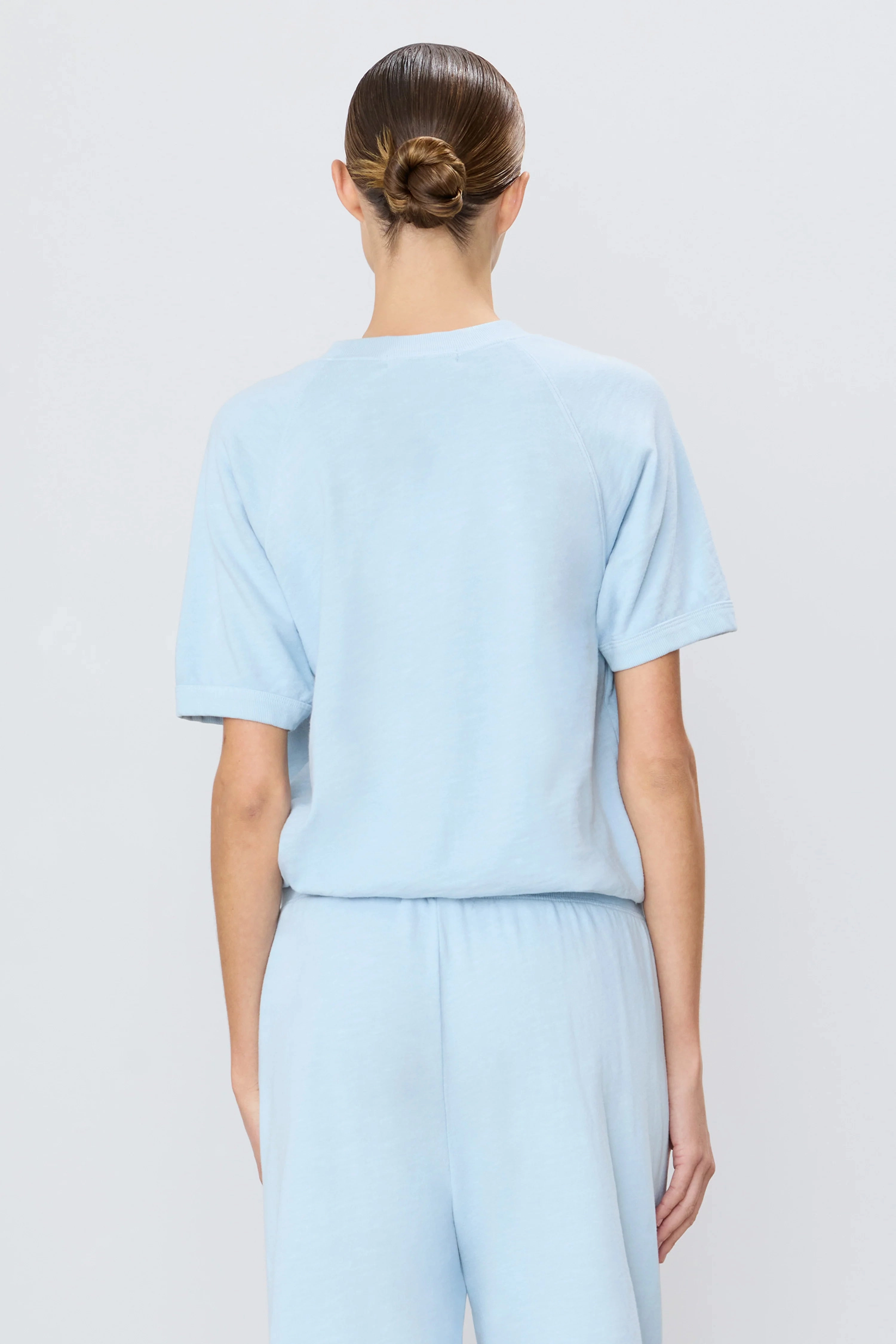 Sustainable Production Methods Short Sleeve Raglan Sweatshirt in Dusty Blue