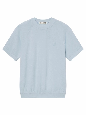 Adaptive Waistband Short Sleeve Raglan Sweatshirt in Dusty Blue