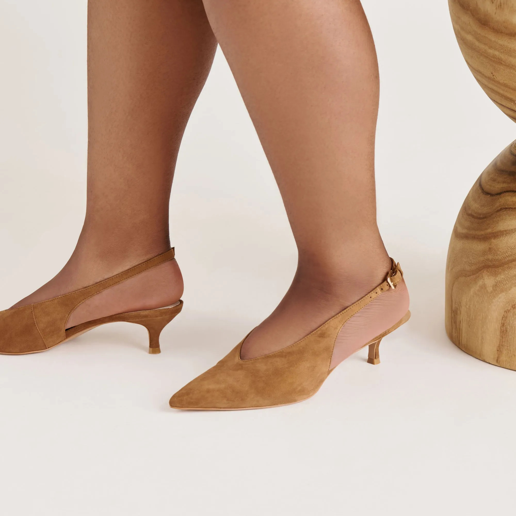 ALENNA HEELS LT BROWN SUEDE Responsive Bounce Foam Multi Density