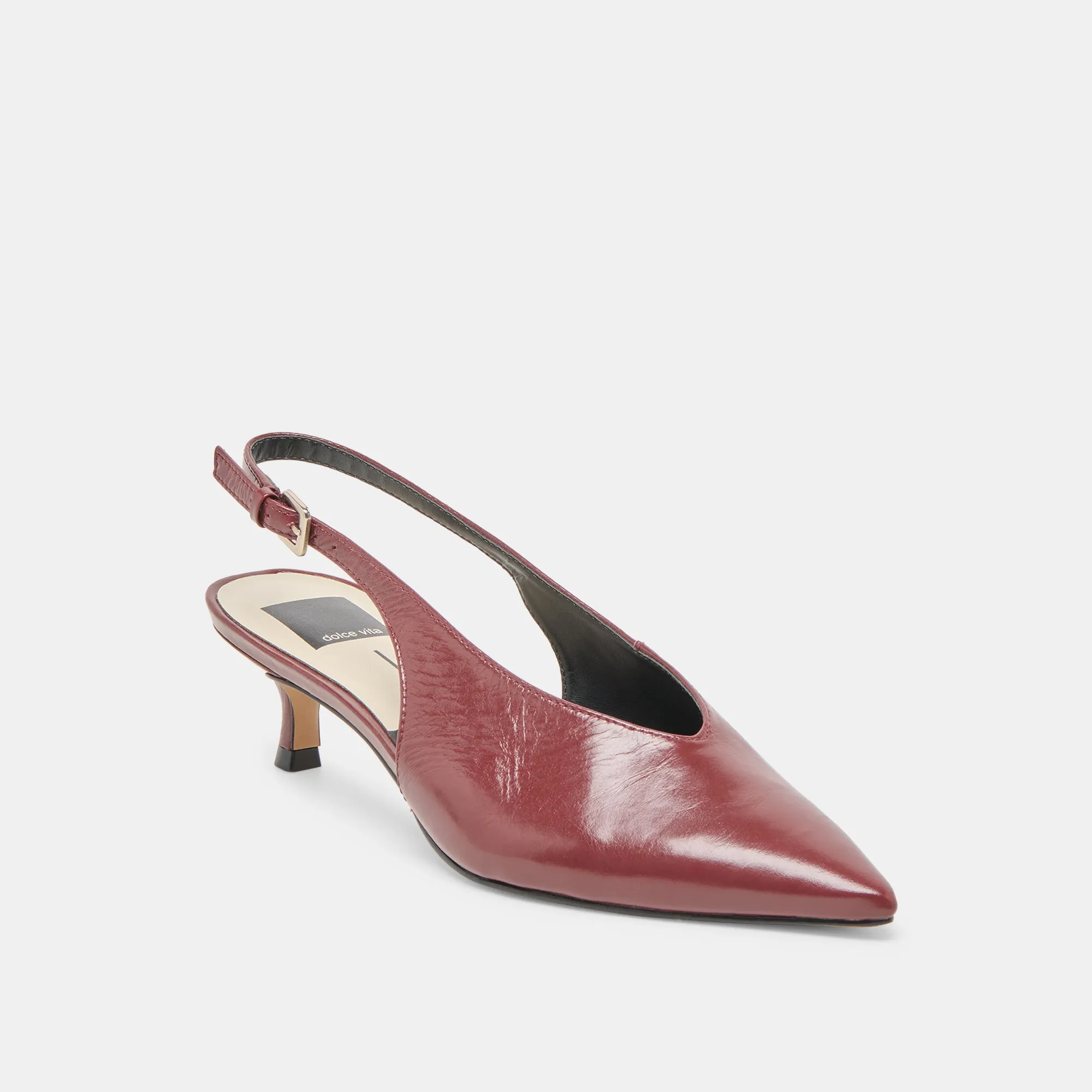ALENNA HEELS OXBLOOD CRINKLE PATENT Traction Control Zigzag Impact Zone