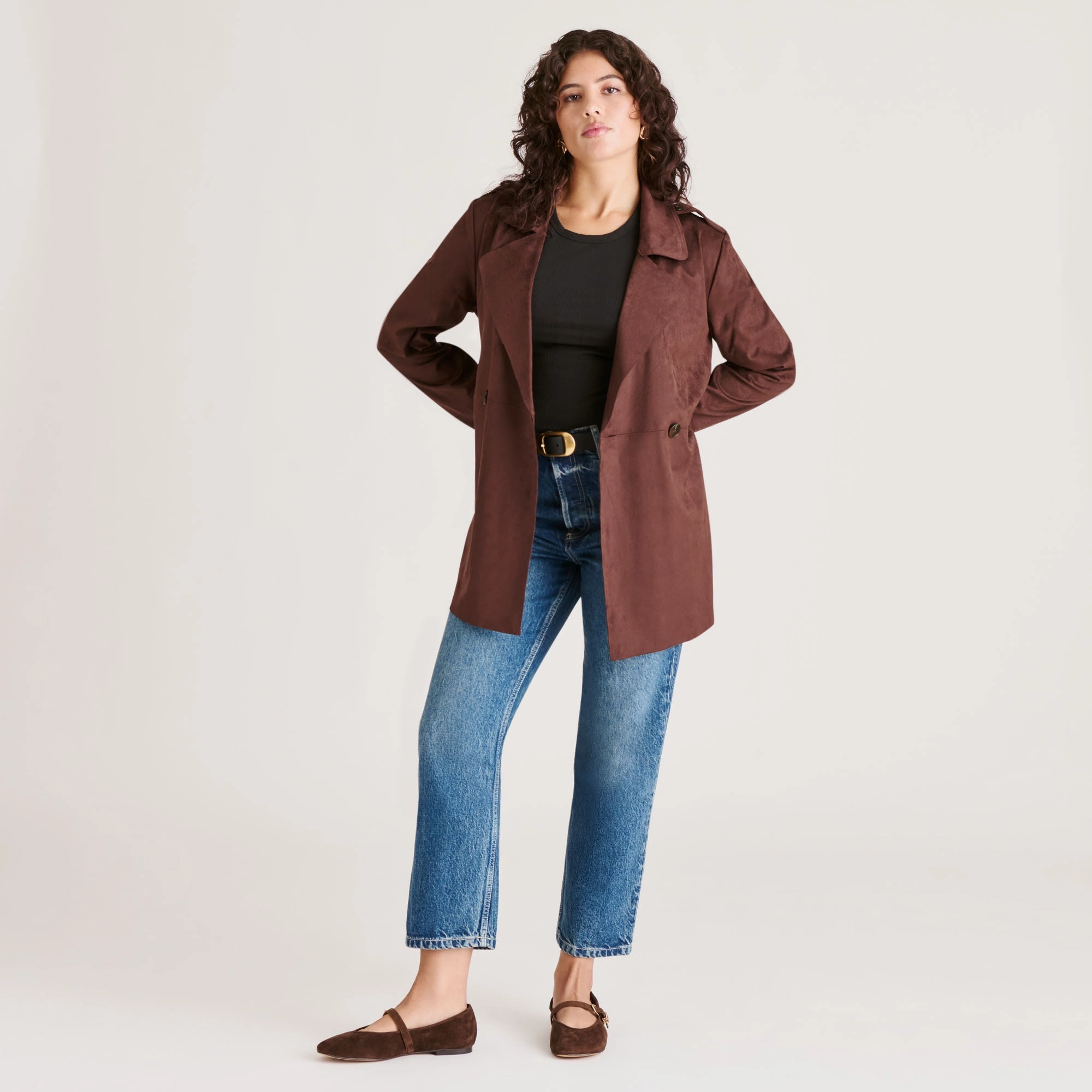 Club Glow ALIZZA BALLET FLATS DK BROWN SUEDE