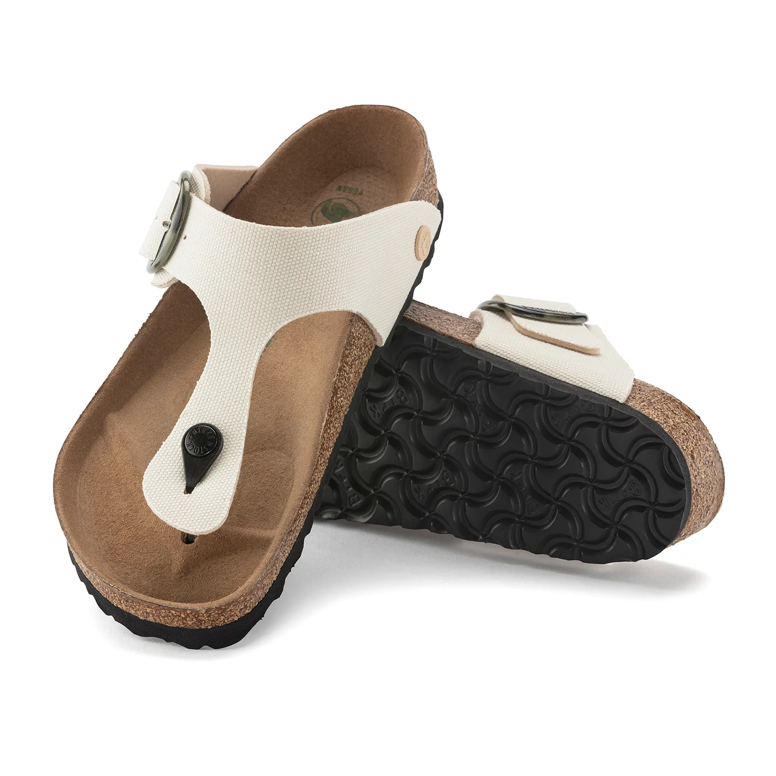 Anti Bacterial Spring step Birkenstock Gizeh Big Buckle Vegan Sandal (Women) - Eggshell Canvas