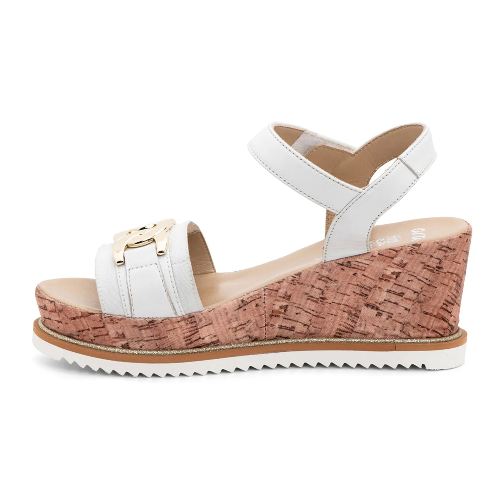 Ara Palmdale Wedge Sandal (Women) - White Nappa Leather Slip-On Style