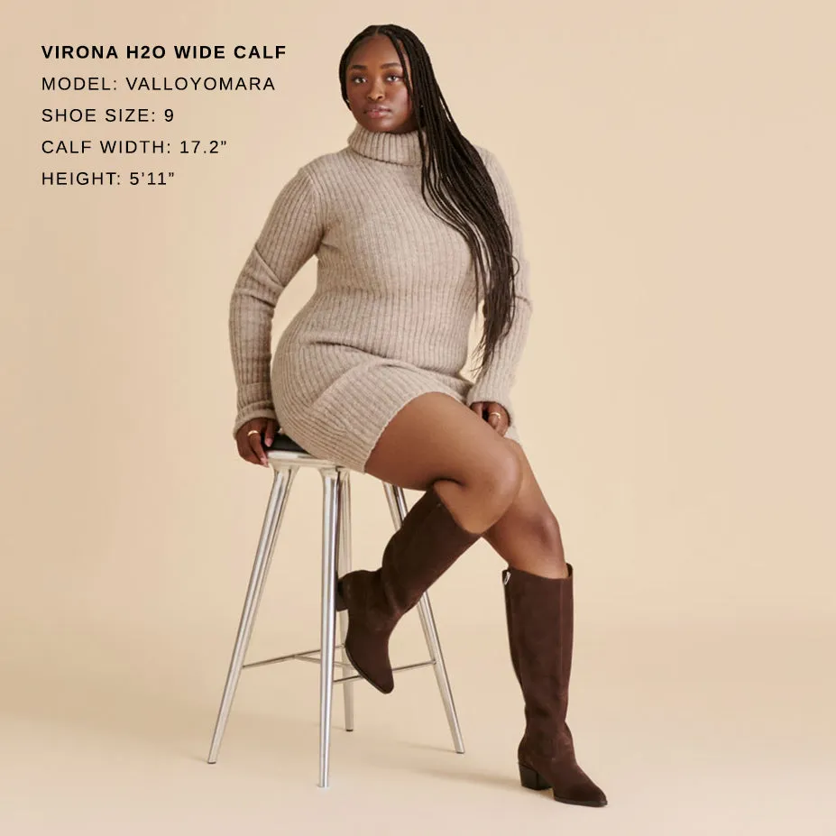 VIRONA H2O WIDE CALF BOOTS DK BROWN SUEDE Grip Texture Anti Microbial Lining