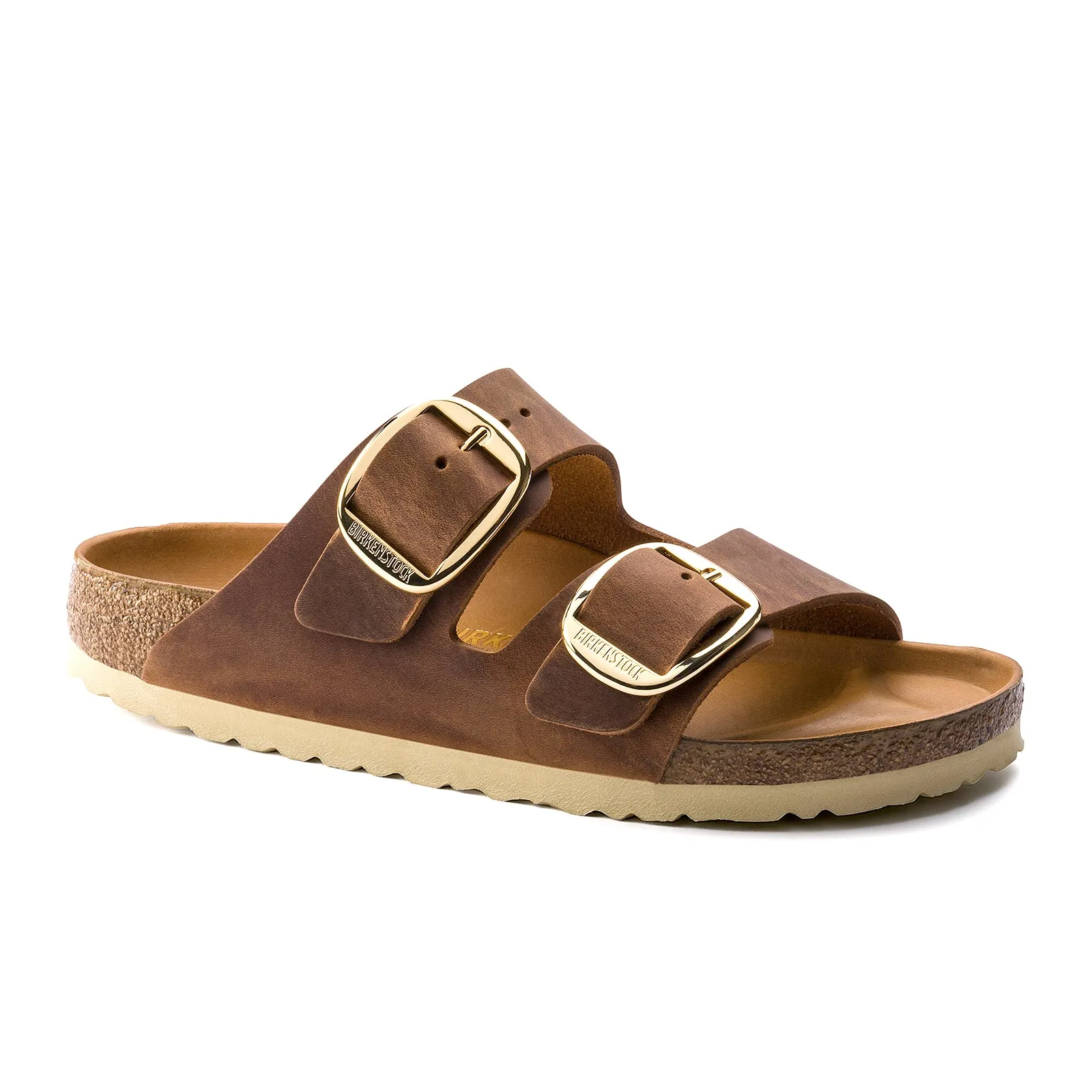 Flex Walk Birkenstock Arizona Big Buckle Narrow Slide Sandal (Women) - Cognac Oiled Leather