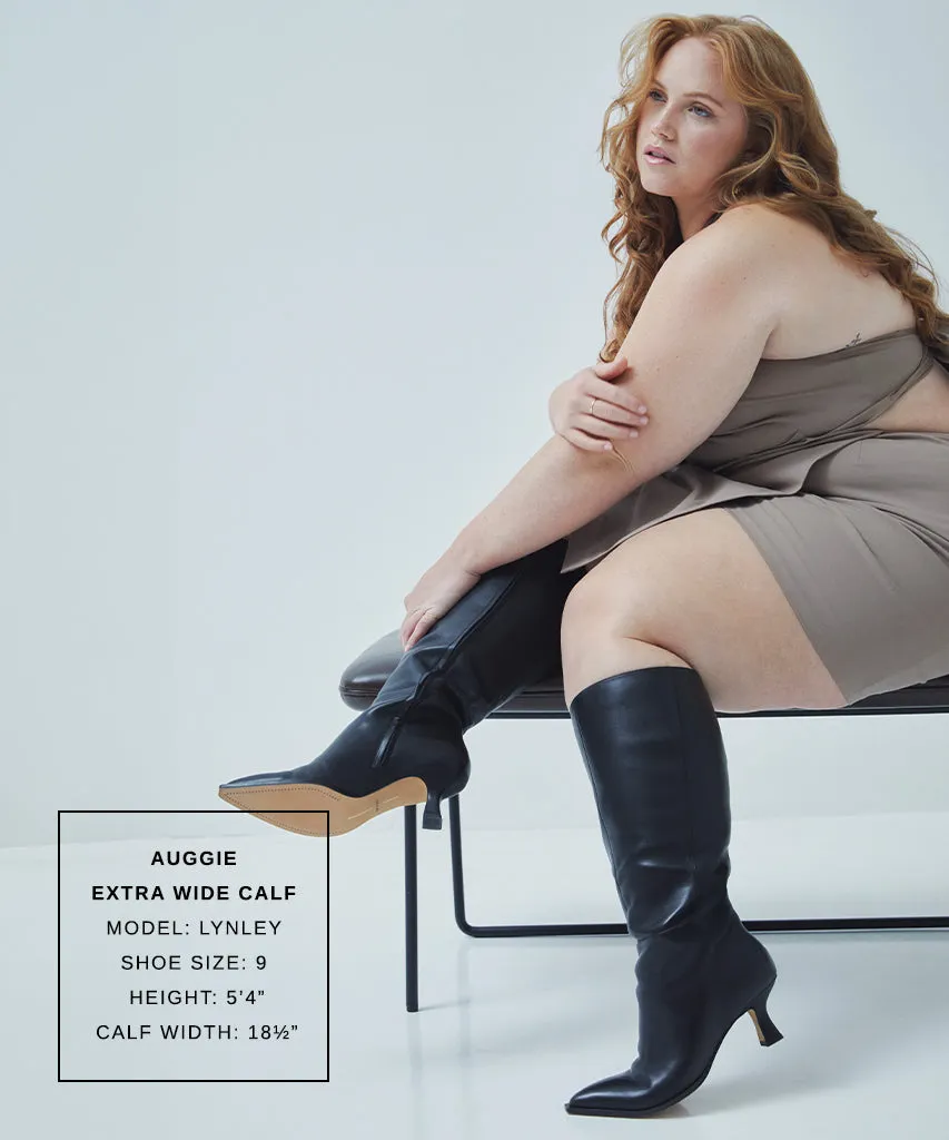 Lightweight Ease Stitch Down Construction AUGGIE EXTRA WIDE CALF BOOTS BLACK LEATHER