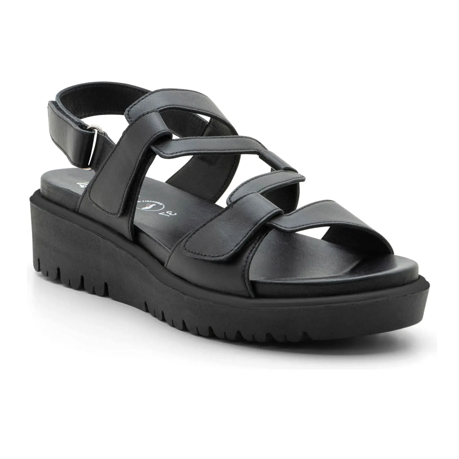 Ara Bayview Wedge Sandal (Women) - Black Nappa Leather Breathable Material