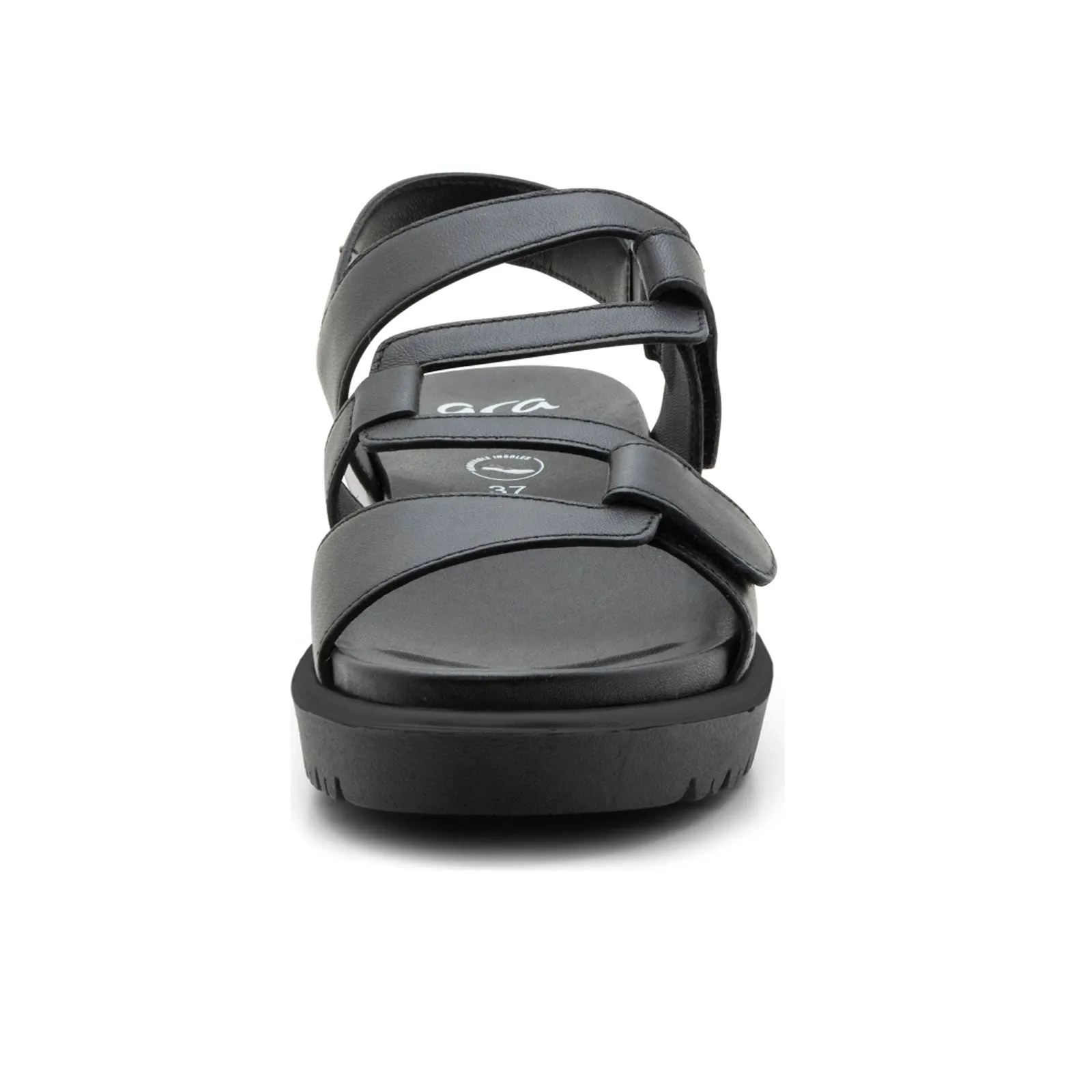 Mesh Upper Ara Bayview Wedge Sandal (Women) - Black Nappa Leather