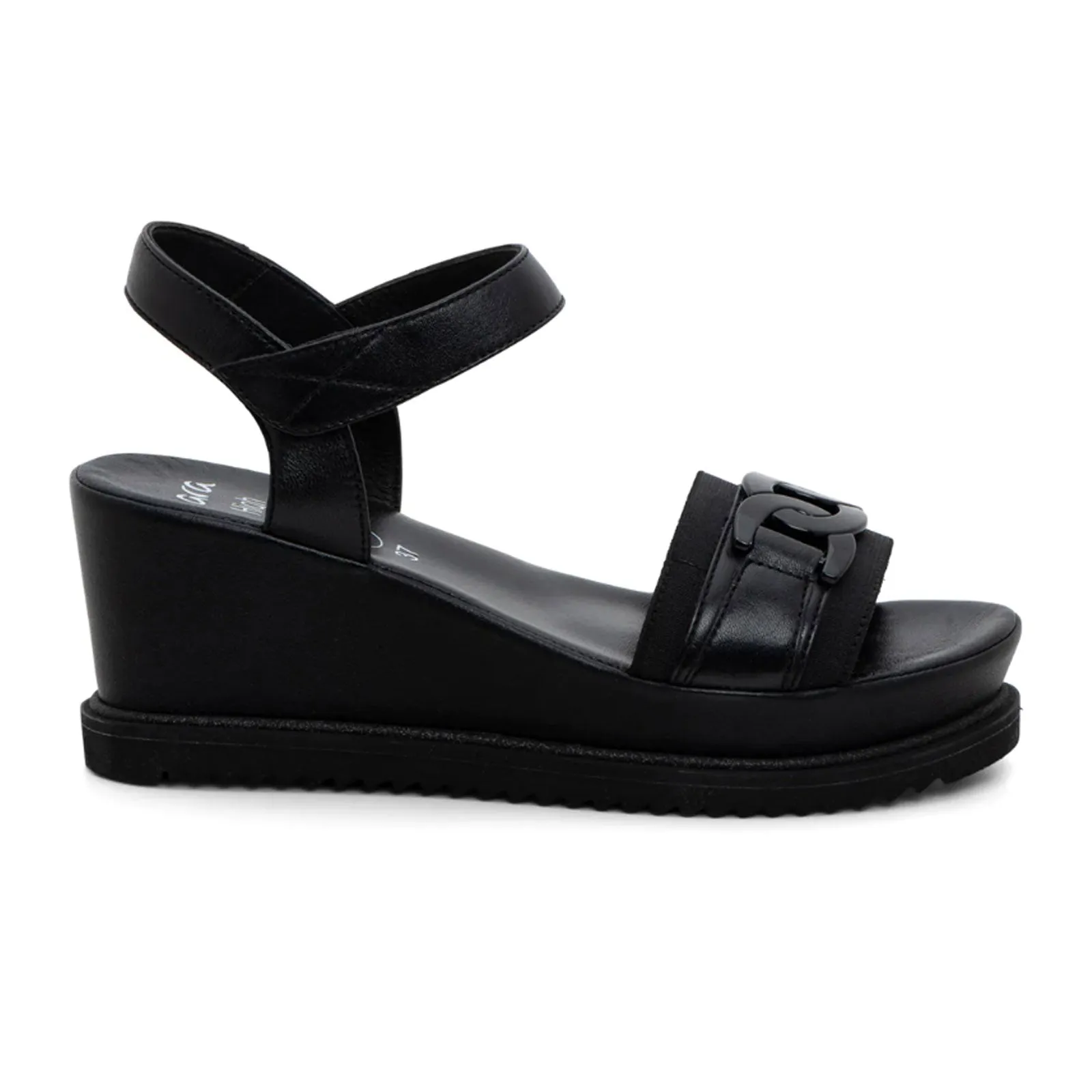 Smart Design Light Slip Shoes Ara Palmdale Wedge Sandal (Women) - Black Nappa Leather