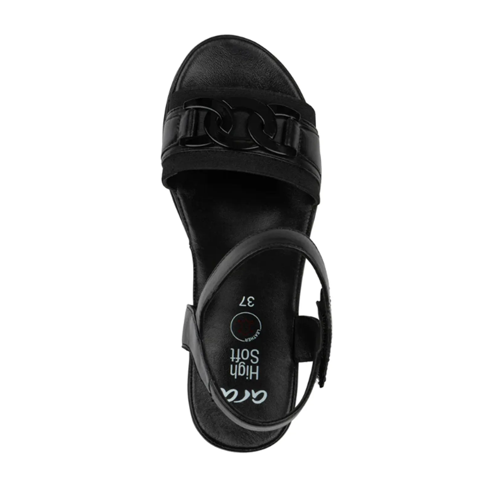 Water resistant upper Thong Style Ara Palmdale Wedge Sandal (Women) - Black Nappa Leather