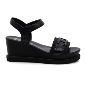 Ara Palmdale Wedge Sandal (Women) - Black Nappa Leather Water-resistant Easy Setup