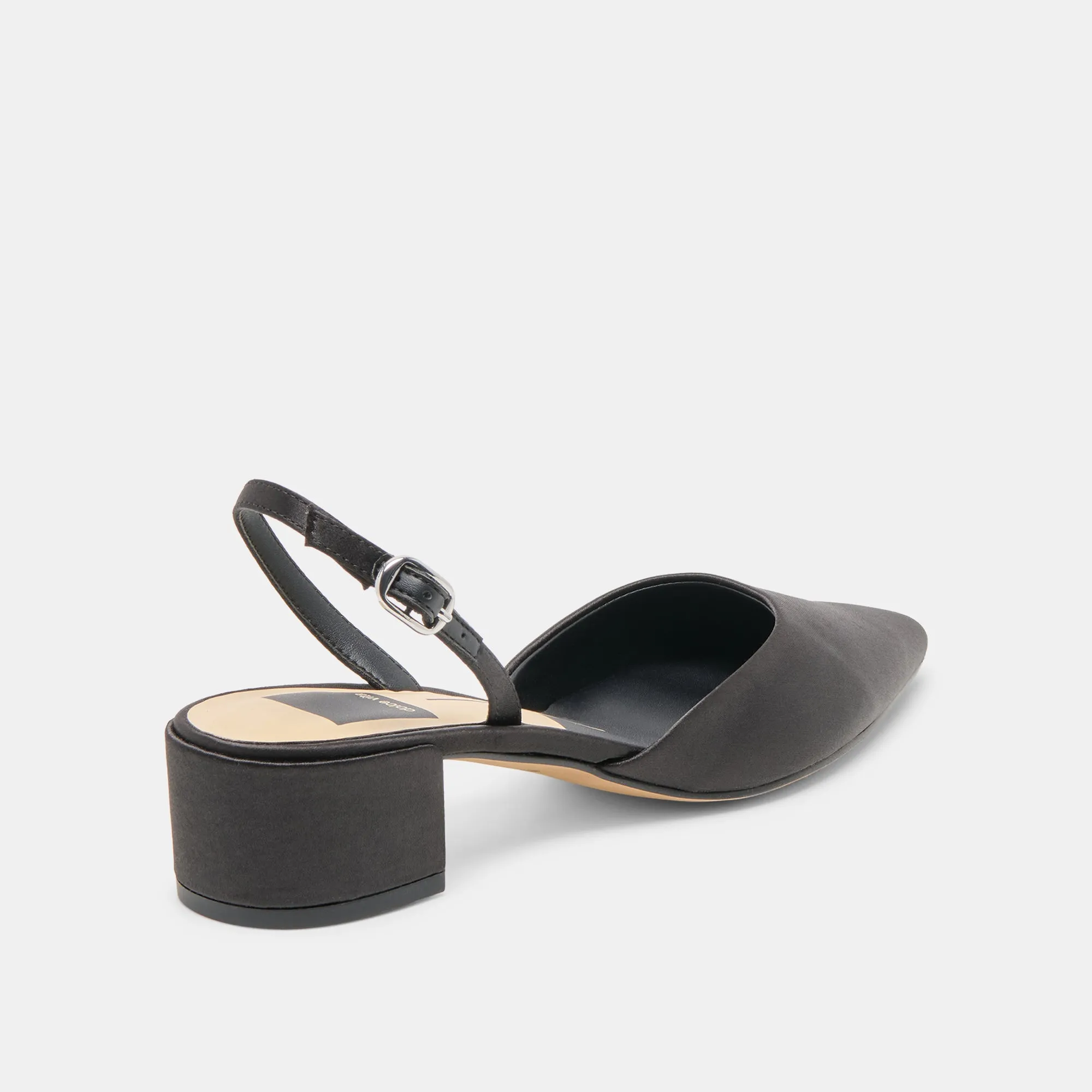 Contemporary Chic CAREL HEELS ONYX SATIN