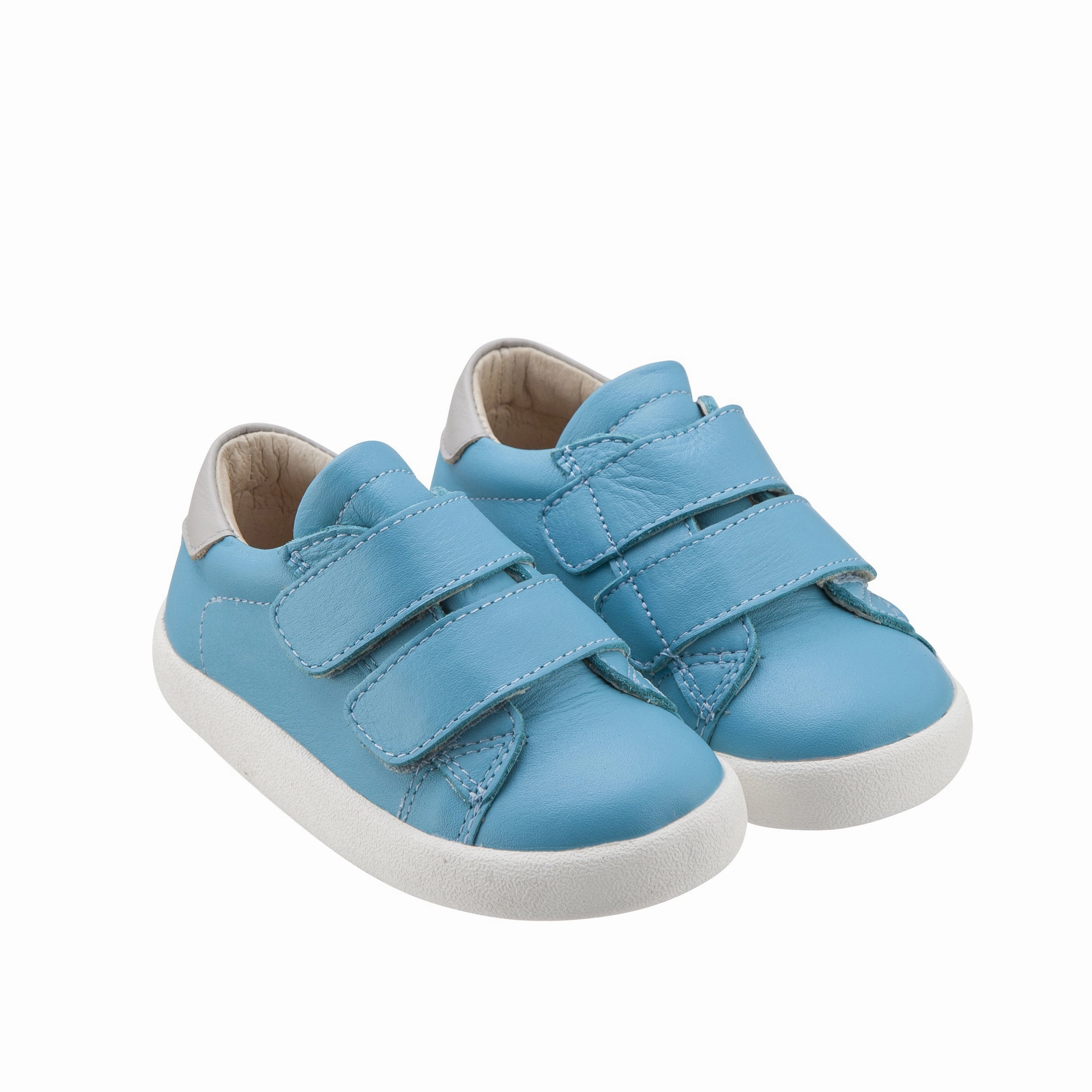Old Soles Baby Toddy Leather Sneakers in Turquoise / Grey Rubber Toe Guard