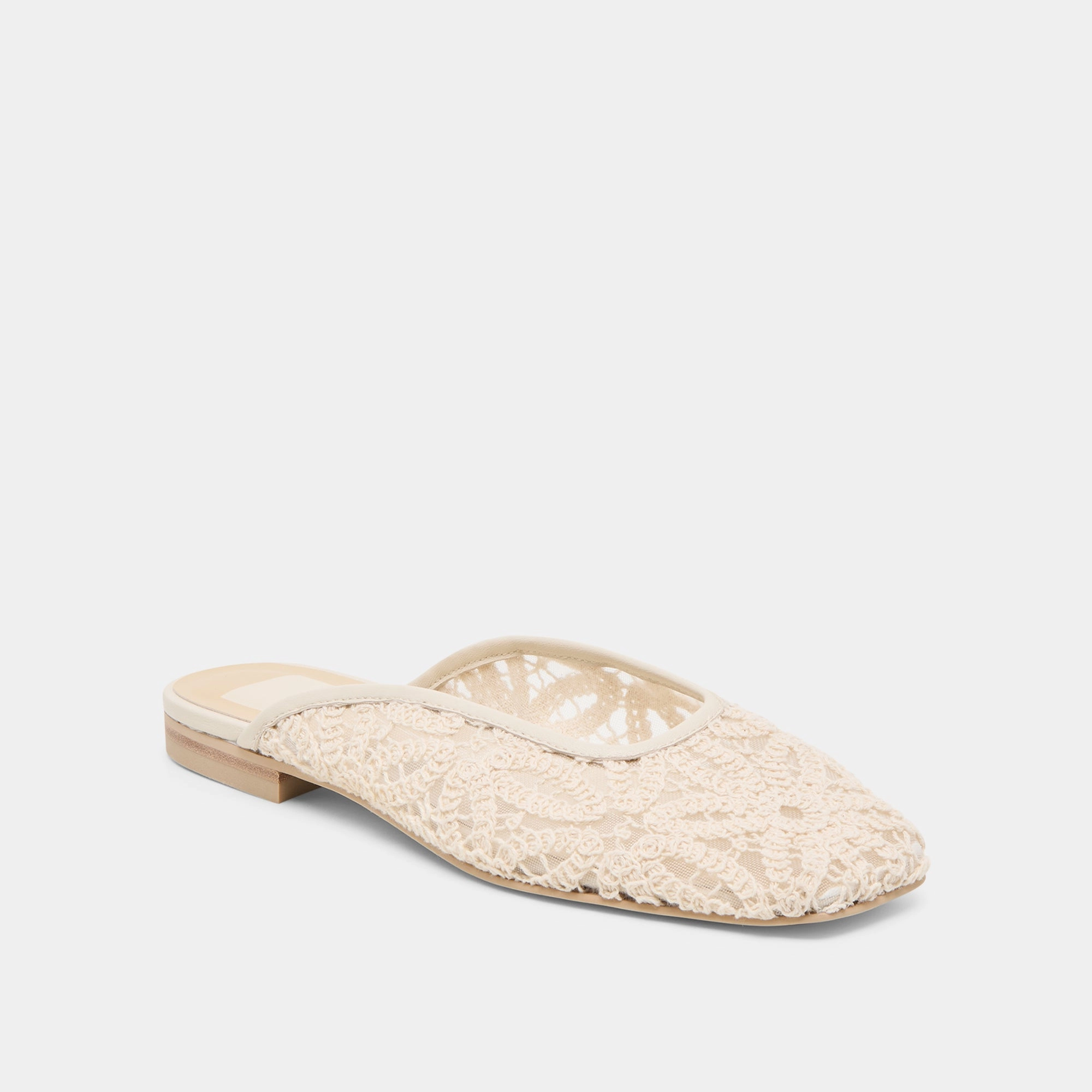 Stylish Appeal Platform Lift AUBRIE FLATS IVORY MACRAME MESH