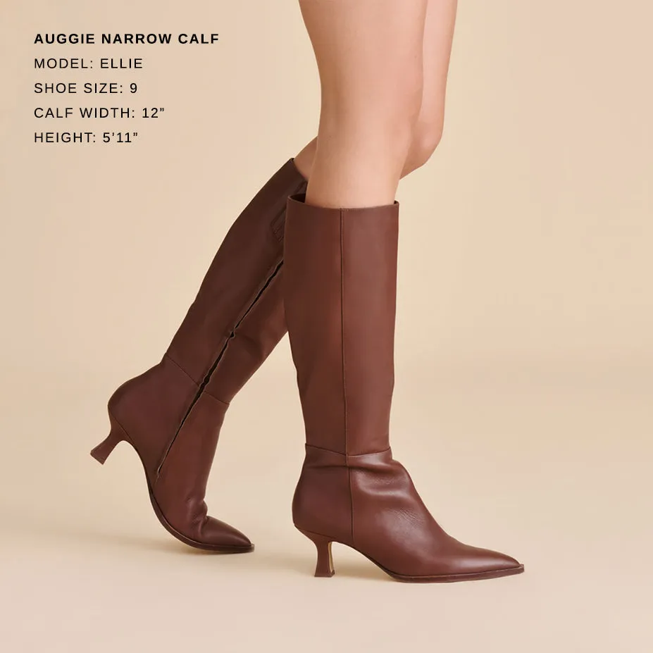 Grip Enhancing Pattern Motion Control Arch AUGGIE NARROW CALF BOOTS CHOCOLATE LEATHER