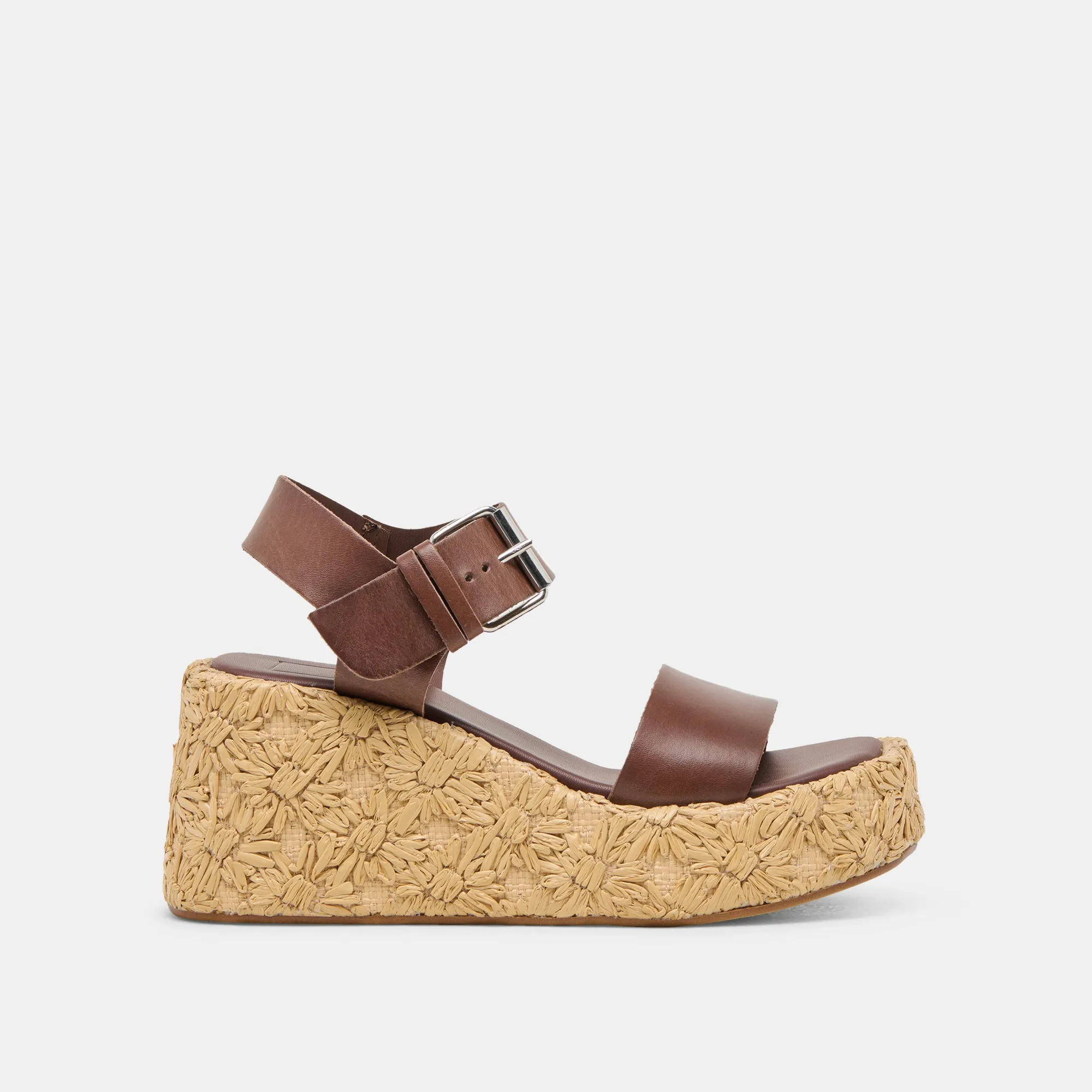 AURI WEDGES DK BROWN LEATHER Contoured Sole