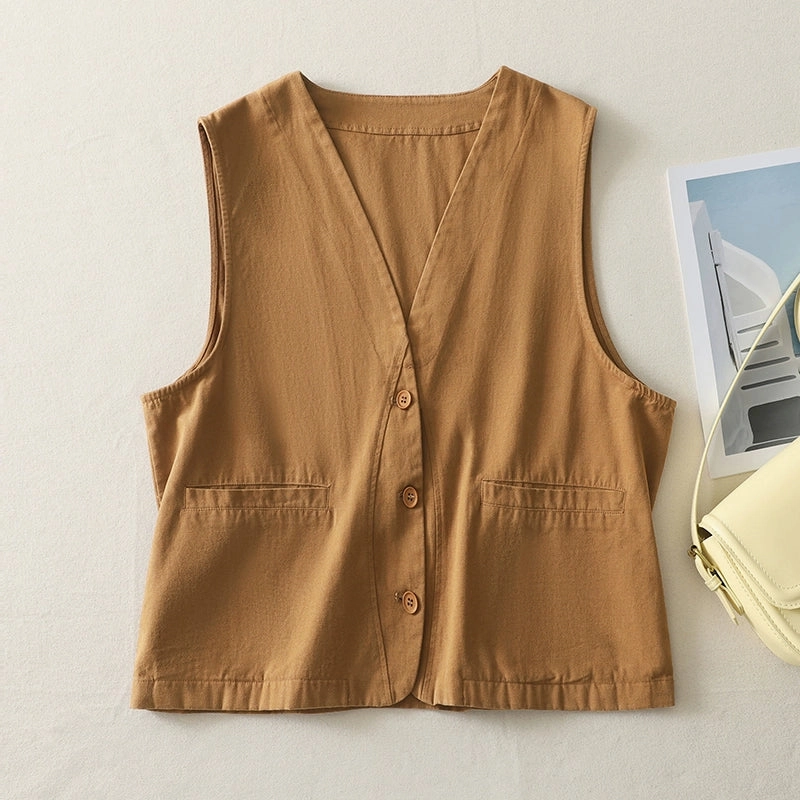 Windproof Inner Layer Heat Retention Layer Autumn Casual Cotton Fashionable V-Neck Sleeveless Vest