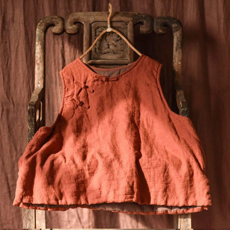 Autumn Winter Retro Padded Cotton Linen Vest FlexibleFit