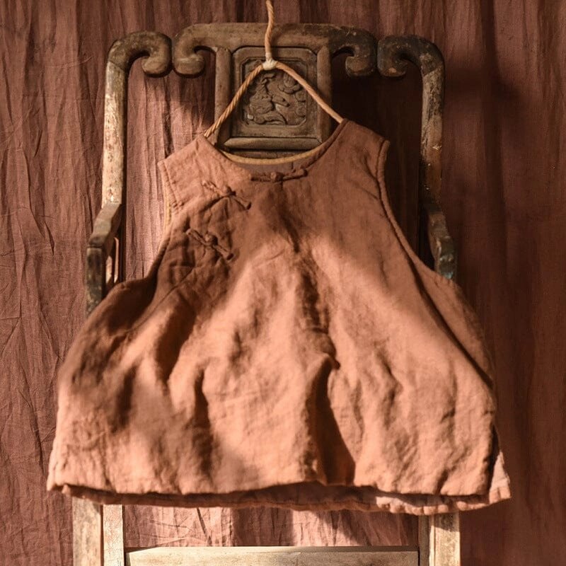 Hypoallergenic fabric Autumn Winter Retro Padded Cotton Linen Vest