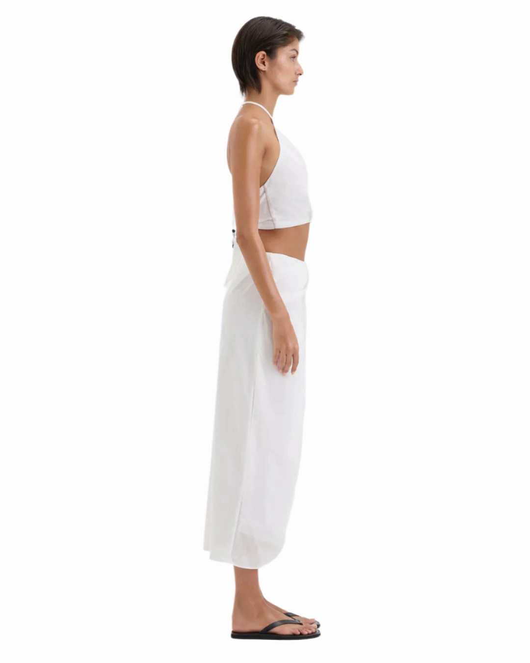 Azura Midi Skirt in Ivory Roll Up Fasten Playful Vibe