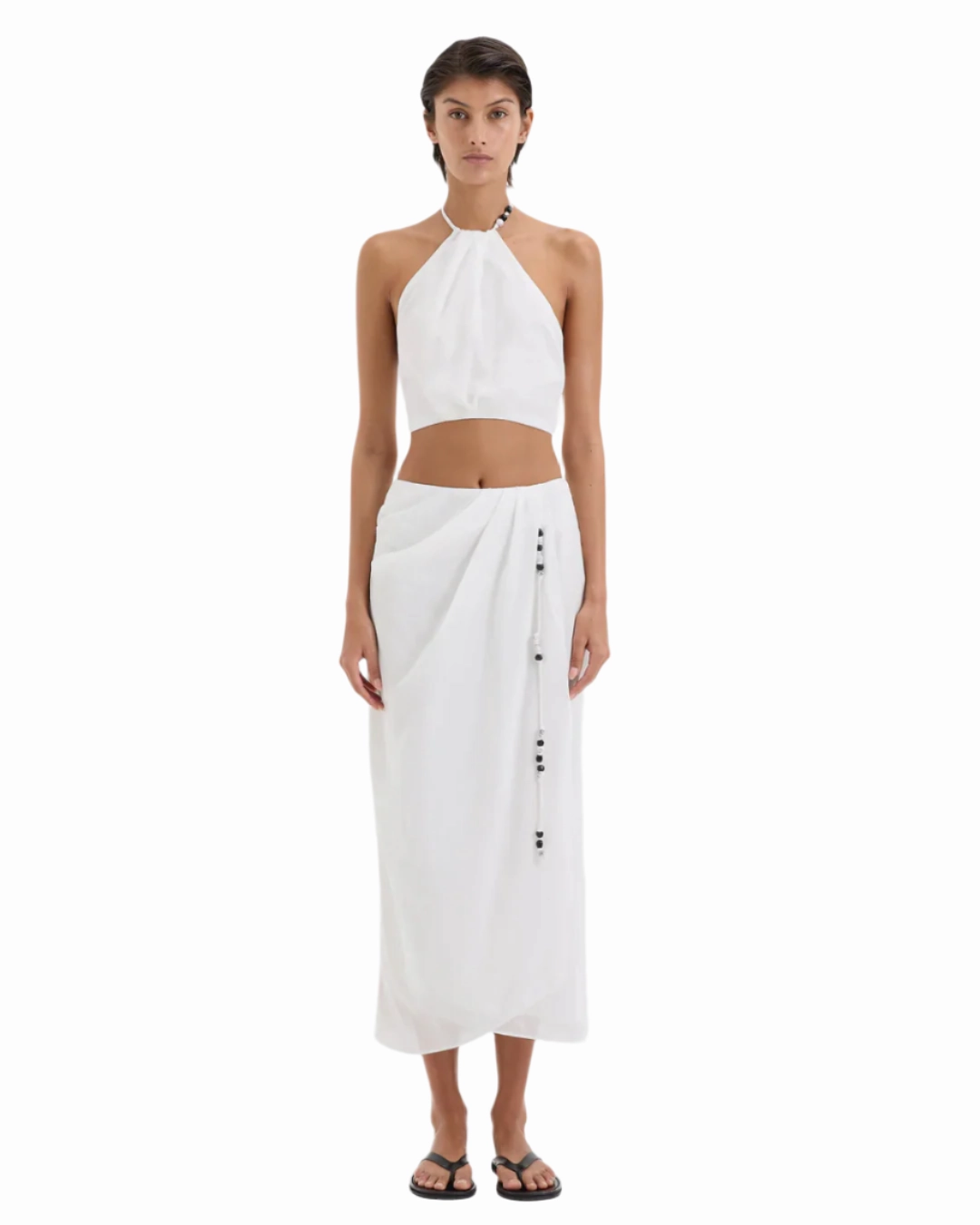 Azura Midi Skirt in Ivory Opaque Lining