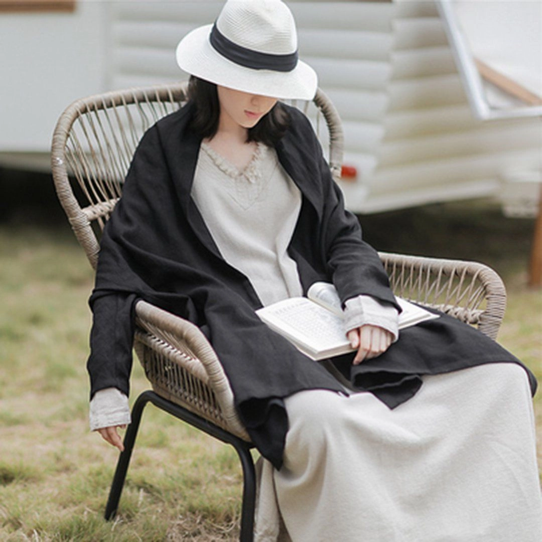 BABAKUD Elegant Solid Color Linen Cardigans Moisture Wicking Layer