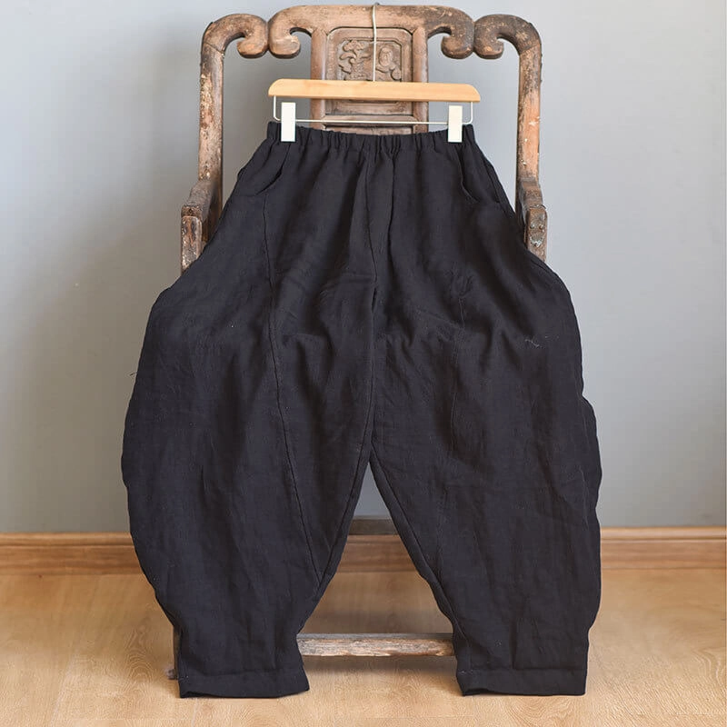 Babakud Plus Size - Spring Solid Color Linen Loose Casual Pants Flexible Fabric