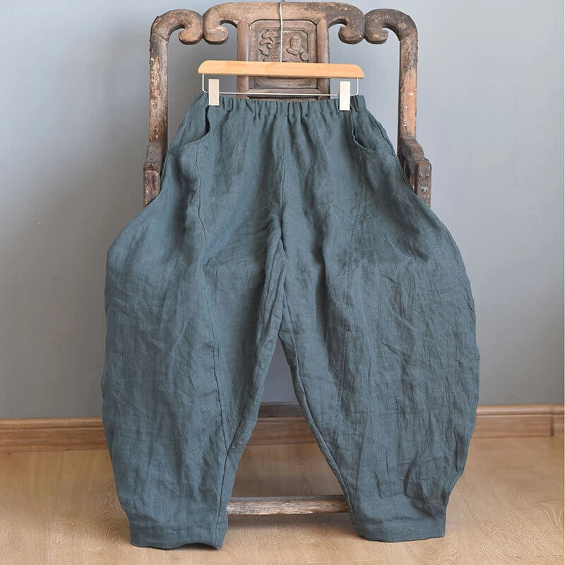 No Tag No Constriction Babakud Plus Size - Spring Solid Color Linen Loose Casual Pants