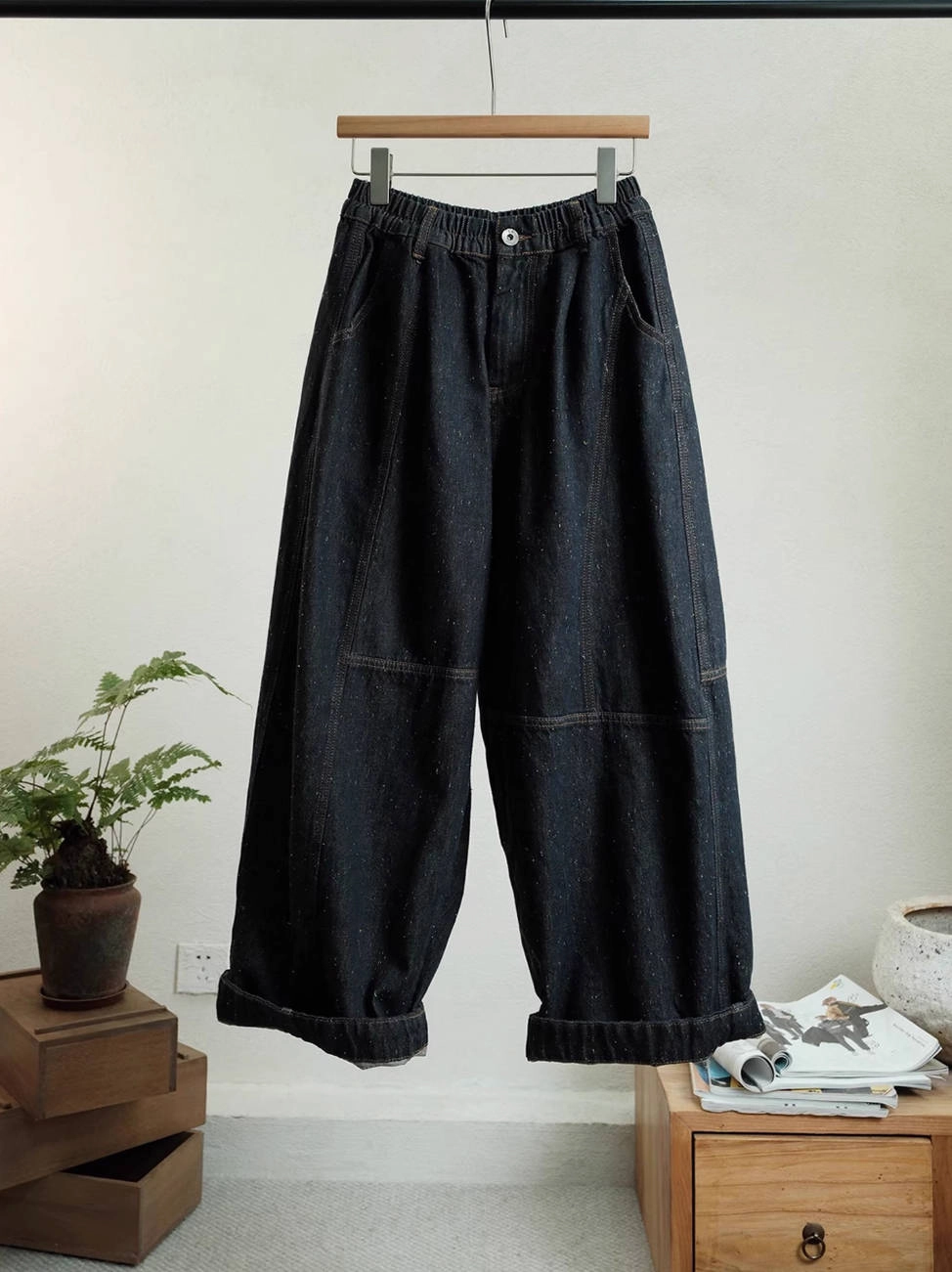 Babakud Retro Cotton Patchwork Loose Versatile Jeans Sweat Control