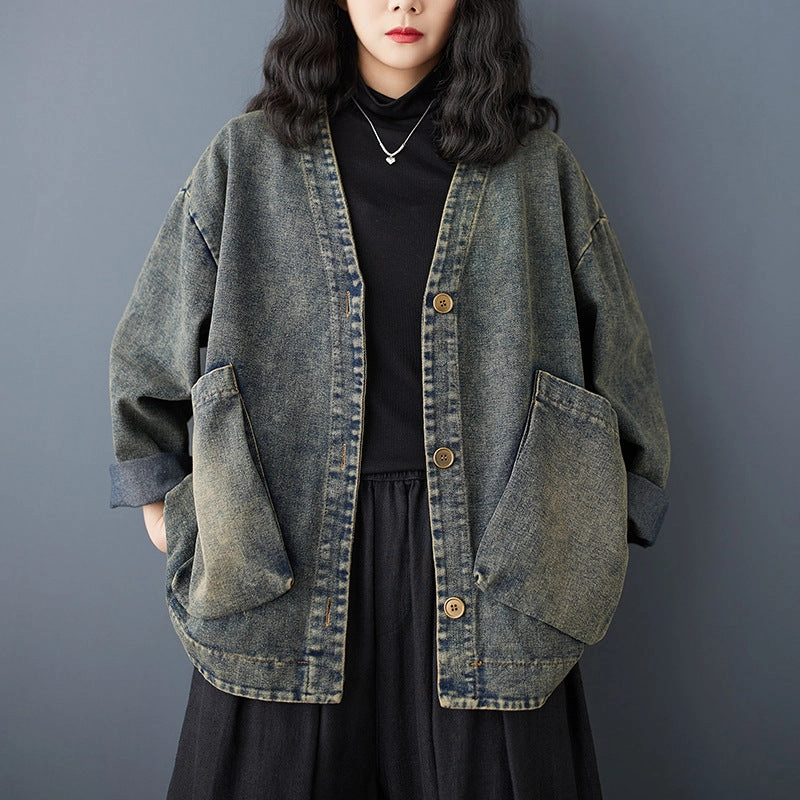 Cold Days YKK Fasteners Babakud Women Spring Retro Vintage Casual Denim Jacket