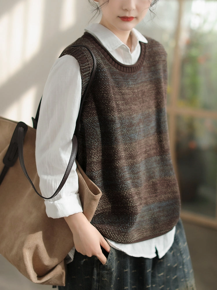 Babakud Women Spring Round Neck Sleeveless Knitted Vest Bonded seams LowProfile Design