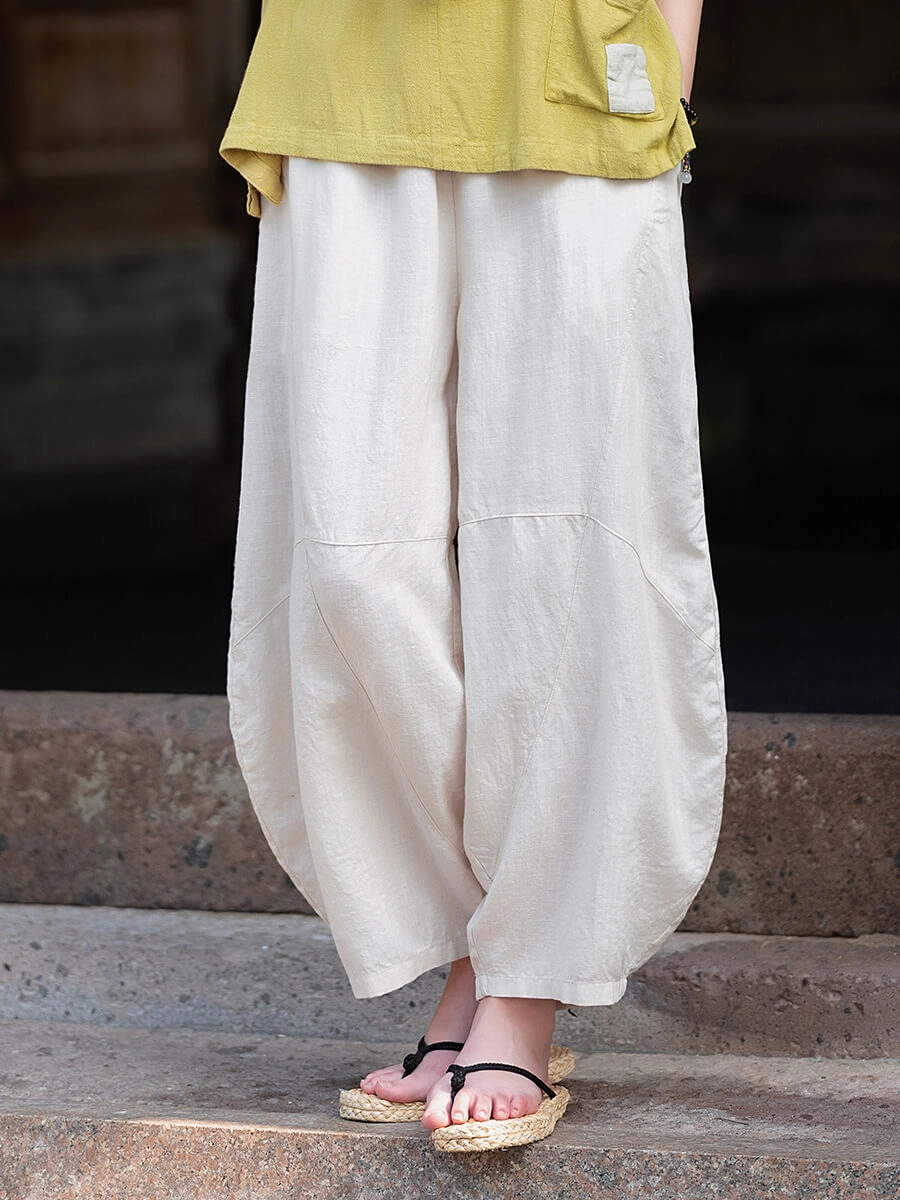 Babakud Women Summer New Vintage Stylish Casual Lattern Pants No Wrinkles No Pinching