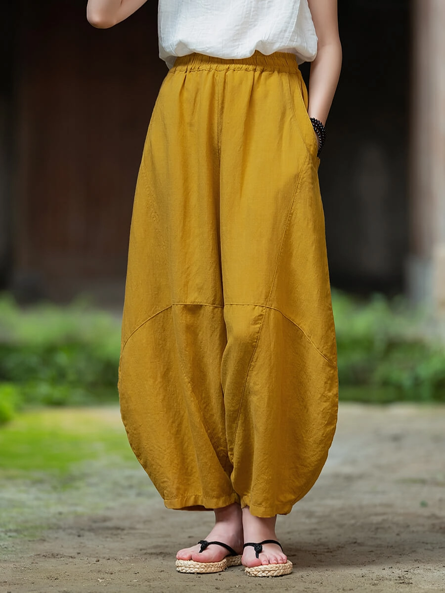 Babakud Women Summer New Vintage Stylish Casual Lattern Pants Ultralight Non-Constricting