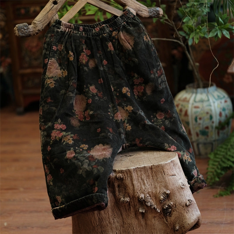 Moisture control Babakud Women Winter Cotton Blossom Quilted Casual Pants