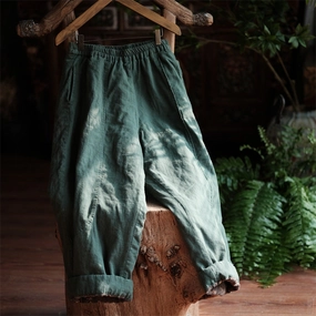 Babakud Women Winter Cotton Linen Quilted Casual Pants Silky feel